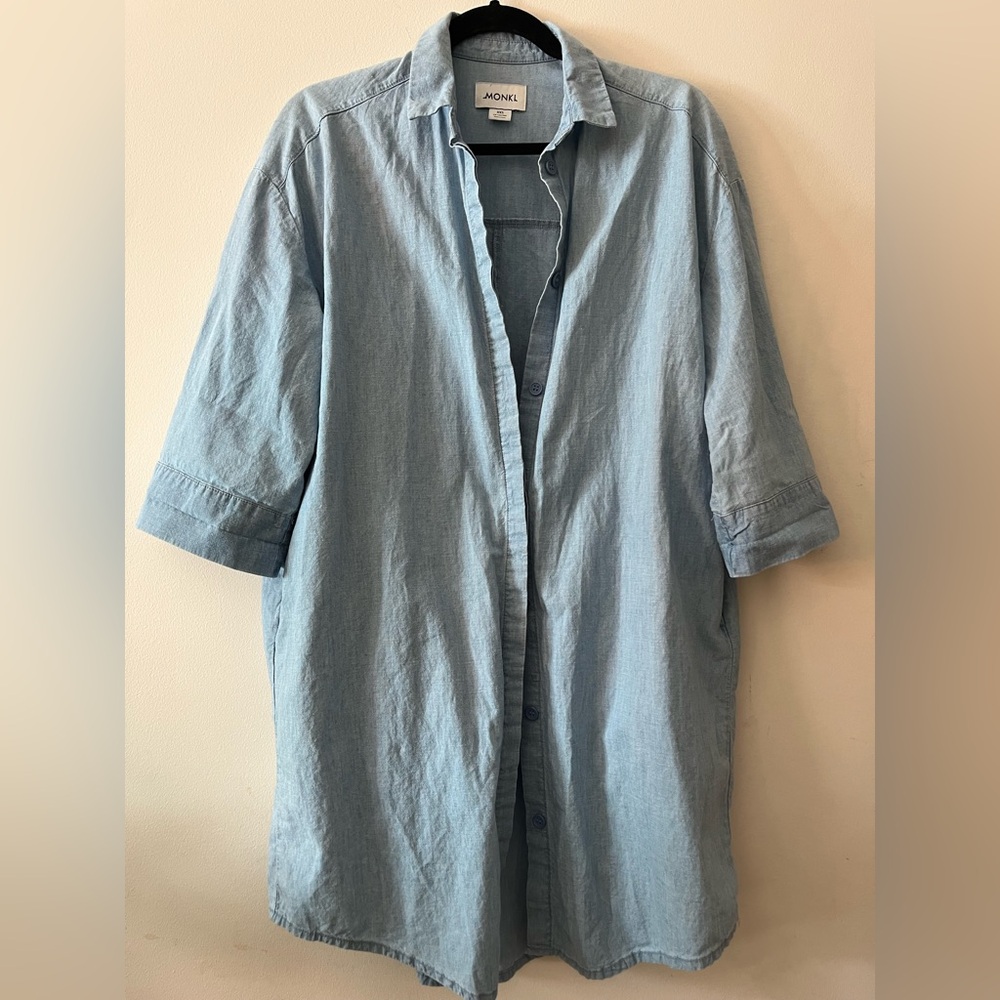 Cotton denim oversized shirt dress